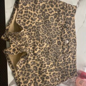 american eagle leopard print jean shorts